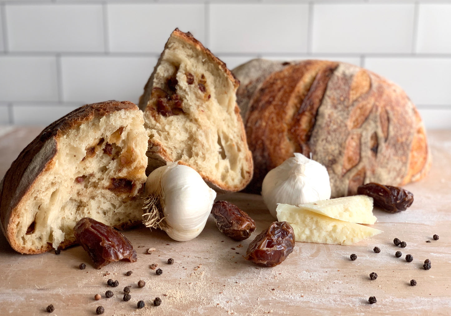 Sourdough Loaf (Garlic/Parmesan Cheese/Date/Pepper)